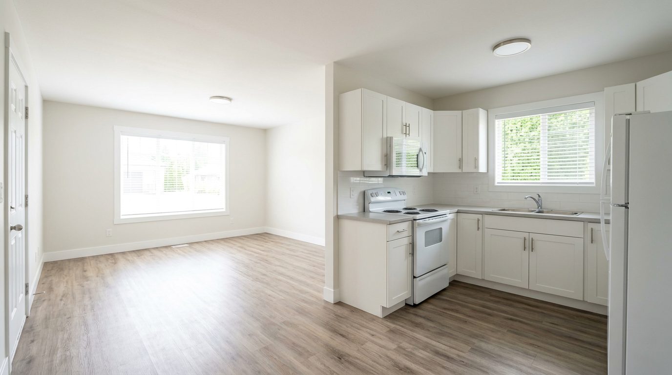 Clean, renovated affordable rental interior